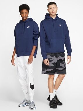 Nike Navy Blue Hooded Sweatshirt with White Logo